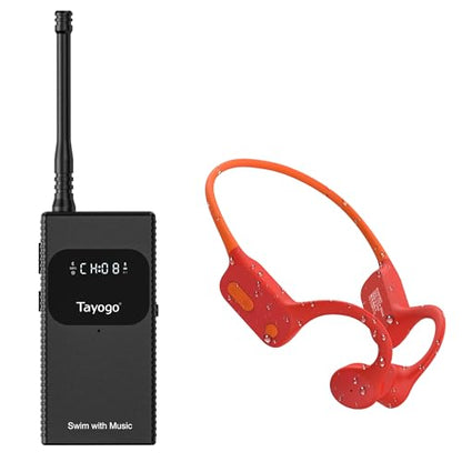 Swimming Headphones Bone Conduction Open Ear Swim with Your Stream APP | IPX8 Waterproof, Bluetooth 5.4, FM Radio, No Need to Download Music, Support Spotify, Waterproof Mic, Open-Ear Design - color: Red