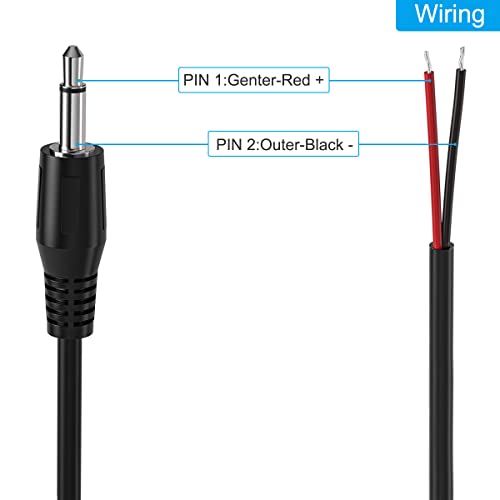 2-Pack 6FT Replacement 3.5mm Male Jack to Bare Wire Open End TS 2 Pole Mono 1/8" 3.5mm Jack Plug Connector AUX Audio Cable for Scanner,Speaker PA horns,morse key, cooling fans, power amp Repair - size: 6ft