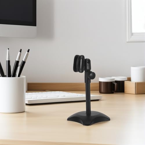 Hemobllo Adjustable Desktop Microphone Stand round Base, Portable and Compact Metal Mic Holder for Professional Studios and Podcasting, Height Adjustable Microphone Support