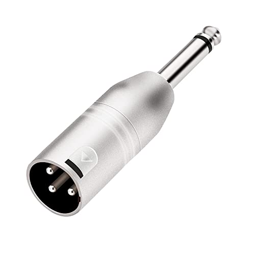 1/4 inch TS Mono to XLR Male Adapter, Unbalanced Quarter Inch TS Mono to XLR Male Converter Audio Connector - 2 Pack | Quarter Inch TS Mono Male to XLR Male Converter Audio Connector, Nickel-Plated Metal Shell, Low-Noise Transmission - style: 1/4 inch TS