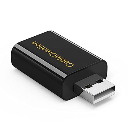 CableCreation USB Audio Adapter with 3.5mm Jack, USB External Stereo Sound Card with 3.5mm Earphone and Microphone for PS4, PS5, Windows, Mac, Linux, Plug and Play, Black (Pack of 2) - color: Black, size: 2-Pack