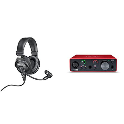 Audio-Technica BPHS1 Broadcast Stereo Headset with Dynamic Cardioid Boom Mic & Focusrite Scarlett Solo (3rd Gen) USB Audio Interface with Pro Tools | First