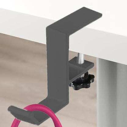 Headphone Holder Desk - Under Desk Headphone Hanger | Aluminum Alloy Table Side Bag Hook | Nail- Detachable Under Desk Clamp Hook Mount - Desk Bag Holder For School Home Apartment | Headset Hanger - color: Gray