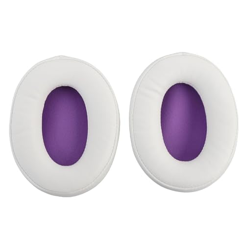 Replacement Ear Pads for ATHM50X M40X M30X M50, Comfortable Protein Leather Headphone Cushions, Sound Insulation Earpads for Studio Headphones, White Purple - color: White Purple