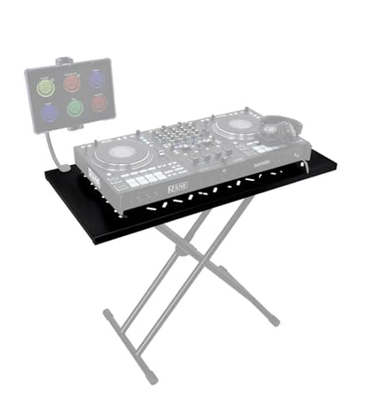 Rockville KS2 Shelf for Z-Stand or X-Stand DJ Table, 150 lbs Capacity, Ventilation Holes, Foam Padding, Perfect for DJs and Musicians | 150 lb Capacity, Heavy-Duty Steel, Black Powder Coated, 39.5" x 18.6" Surface, Ventilation Holes, Universal Fit, Portab