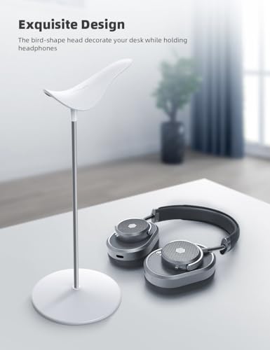 Lamicall Headphone Stand Desktop Headset Holder, Elegant Earphone Stand | Unique Appearance Design, Ultra Sturdy, Multi-Scenario Use for All Headset like Airpods Max, HyperX, Beats, Senn heiser - color: White