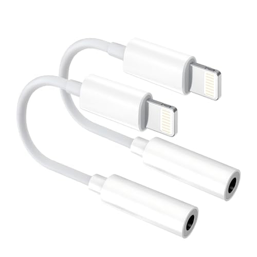[Apple MFi Certified] 2 Pack Lightning to 3.5mm Aux Audio Adapter, Headphone Jack Converter Dongle for iPhone 14/13/12/X/XR & iPad (Supports All iOS Systems) - color: 2 Pack