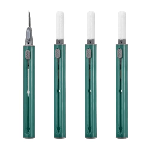 4PCS Earphone Cleaner Kit - Ultra Portable Multi-Function Cleaner Kit Soft Brush for Bluetooth Earphones Case Cleaning Tools, Dark Green - color: Dark Green