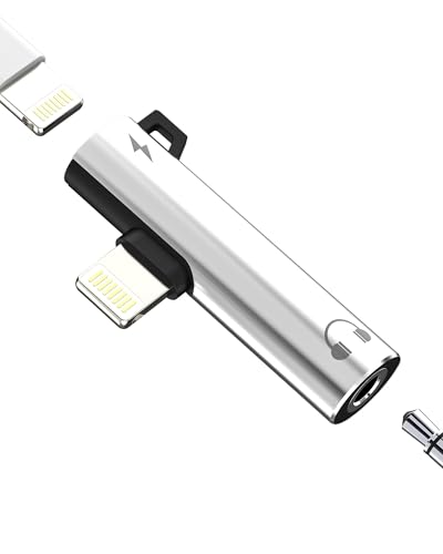 Lightning to 3.5mm Headphone Jack Adapter (2 in 1) for iPhone 14 13 12 11 Pro Max 7 8 for ipad for Apple MFi Certified Headphones AUX Audio Charging Splitter Dual Port Adapter Accessory
