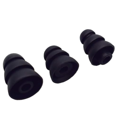 6 Pairs Triple Flange Ear Tips Triple Flange Earbud Replacement Tip Compatible with Most Earbuds Diameter 4mm - 5mm in-Ear Earphones, S/M/L(Black) 431B6P - color: Black