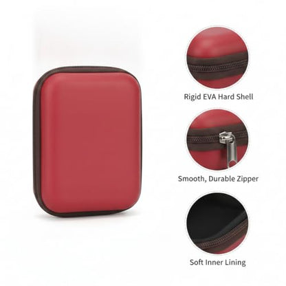 Hard Shell Headphone Case for Over-Ear Models, Compact EVA Travel Pouch with Zipper, Red