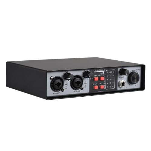 2 In 2 Out Audio Interface Mixer USB Recording Sound Card 48V