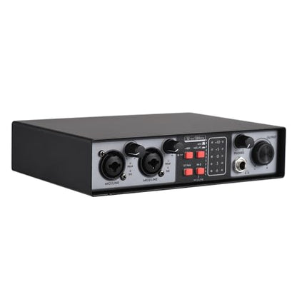2 In 2 Out Audio Interface Mixer USB Recording Sound Card 48V