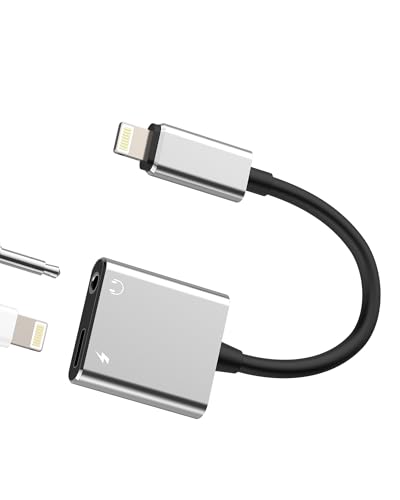 Lightning Adapter for iPhone 14 pro(2in1)to 3.5mm Headphone Jack Aux Audio Cable for Apple MFi Certified Charger Splitter Lighting Charging Earphone Connector for iPad Car Converter Dongle Accessories
