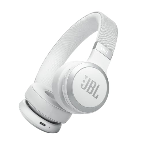 JBL Live 670NC Wireless On-Ear Headphones, Adaptive NC - White | Bluetooth Headphones With Surround Sound, up to 65H Battery Life, Fast Charging, Built-In Mic, Voice Assistant, Foldable - color: White
