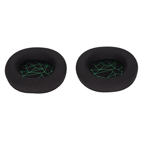 Replacement Ear Cushion Pads with Memory Foam Protein Leather for 3 5 7 Pro ATH M40X M50X MDR 7506 Cloud 2 Black V2 (Black earpads with Green Silk Screen) - color: Black earpads with green silk screen