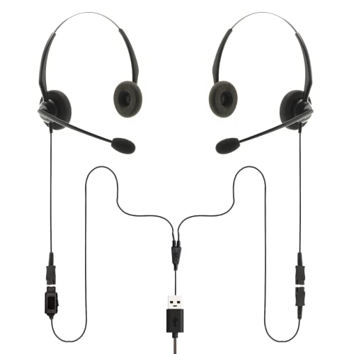 Project Telecom USB-A & USB-C, 2 Users, Binaural Noise Cancelling, Headset Splitter Training Supervising Coaching Bundle - Compatible with Microsoft Teams, Zoom, Cisco Webex, VoIP Softphone Apps - style: Binaural