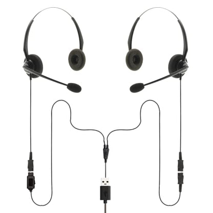 Project Telecom USB-A & USB-C, 2 Users, Binaural Noise Cancelling, Headset Splitter Training Supervising Coaching Bundle - Compatible with Microsoft Teams, Zoom, Cisco Webex, VoIP Softphone Apps - style: Binaural