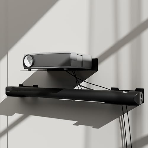 Floating Metal Wall Mount Shelf,Shelf for Projector,TV Cable Box,Router,Speaker,Sound Bar,Camera,Gaming,Decor Display (1, Medium) - size: 9.06" x 6.69"