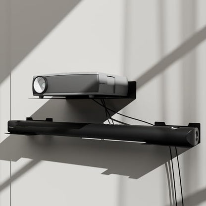 Floating Metal Wall Mount Shelf,Shelf for Projector,TV Cable Box,Router,Speaker,Sound Bar,Camera,Gaming,Decor Display (1, Medium) - size: 9.06" x 6.69"