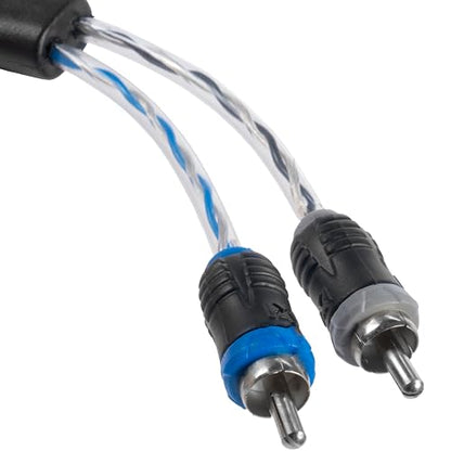 NVX® 0.82 ft (0.25 Meter) 2-Channel Car Audio RCA Audio Interconnect Cable | Oxygen Free Copper Twisted Pair V-Series with Shielded Noise Reduction and Split-tip Silver-Plated ends - size: 2 Channel-1 ft.