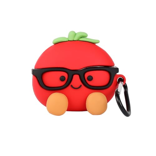 Cute Case for AirPods 4th Generation, for AirPods 4 Wireless Earbuds, XMBYGY Silicone Cartoon Charging Case Shockproof Protective Headphones Cover with Carabiner for Man Woman Teen - color: Tomatoe