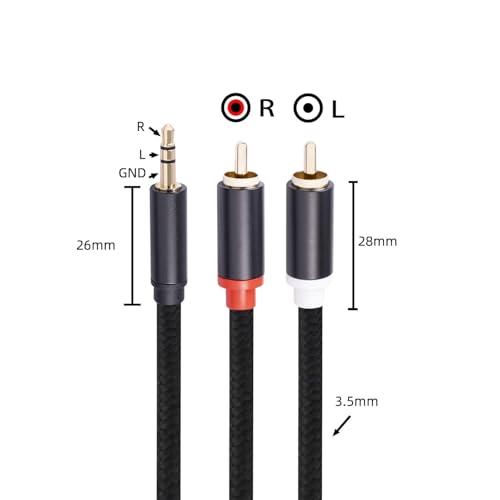 (2PACK / 6 FT) 3.5mm to RCA Cable,3.5mm Male to 2RCA Male Audio Stereo Cable for Smartphones, MP3, Tablets, Speakers, HDTV - size: 6 FT