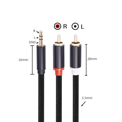 (2PACK / 6 FT) 3.5mm to RCA Cable,3.5mm Male to 2RCA Male Audio Stereo Cable for Smartphones, MP3, Tablets, Speakers, HDTV - size: 6 FT