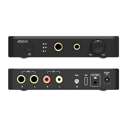 Topping A50 III NFCA Headphone amp Pre-Amplifier - SE/BAL Input 6.35mm Single-dended 4.4mm Balanced Jack 3500mW x2 Powerful Output (A50III Black) - color: A50III BLACK