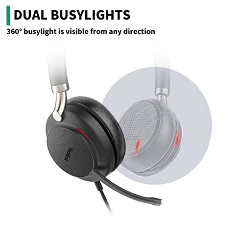 Yealink UH38 USB-A Wired & Bluetooth Headset,Teams Certified,Inline Control | Computer Stereo Headphones, Noise Cancelling Microphone,PC/Laptop/Mac/Tablet/Cell Phone, Call Center, Office, Busylight - style: USB Bluetooth Headset