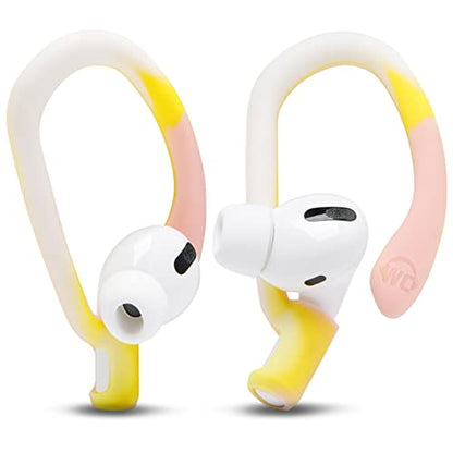 WC HookZ - Patented Upgraded Over Ear Hooks for AirPods Pro 1, 2 & AirPods 1, 2 & 3- Two Size Pairs Included in Package, Unique Left & Right Hook, Made by Wicked Cushions | Yellow Starburst - color: Yellow Starburst