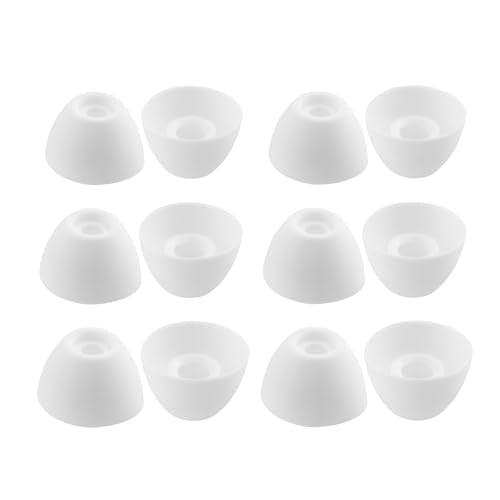 Replacement Silicone Ear Tips for Ray-con Earbuds, 6 Pairs | Compatible with Ray-con E25 Everyday / Fitness Earbuds (S/M/L, White)