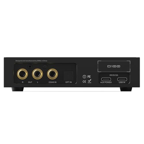 SMSL D100 Desktop DAC Headphone Amp, ES9081 Chip,True Balanced Audio Interface for Home Stereo,MQA,32-Bit/768kHz DSD512,32-600Ω headphones,USB/Optical/Coaxial Inputs,4.4mm & 6.35mm/RCA Outputs (Black)