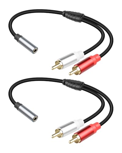 GELRHONR 3.5mm to 2 RCA Audio Cable 1FT, Short 1/8 Aux Female to 2RCA Male Adapter Cable for Smartphone, Tablet, MP3, HDTV and More, 2Pack (3.5mm F to RCA M) - color: 3.5mm F to RCA M