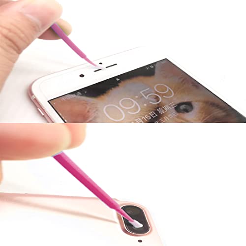 100 Pack Phone Charge Port Cleaning Tool kit,Bendable Mini Soft Round Brushes Cleaner Compatible with iPhone 11 Pro Speaker Tablet Camera Laptop Computer Smartphone, Purple - color: Purple