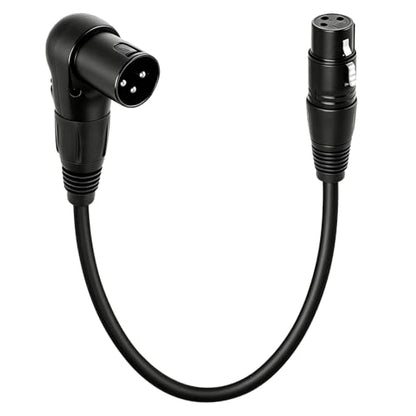 90 Degree Right Angle XLR Cable, 3-Pin Male to Female Short Audio Mic Cord, 25cm/9.84in Noise Reduction Extension for Studio Speaker Mixer