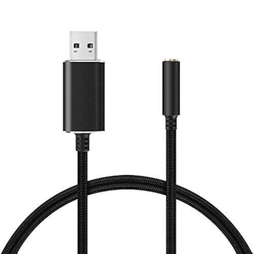 USB to 3.5mm Headphone and Microphone Jack Audio Adapter with 3.5mm Combo Aux Stereo Converter for Headset Mac PS4 PC Laptop Desktops External Sound Card Audio for Windows (100cm, Black) - color: black