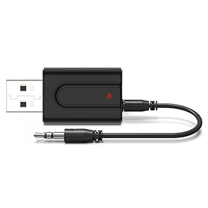 USB Bluetooth 5.0 Transmitter Receiver, 2-in-1 Mini Wireless Audio Adapter, 3.5mm Bluetooth AUX Adapter for TV PC Headphones Speakers Car/Home Stereo System, USB Power Supply