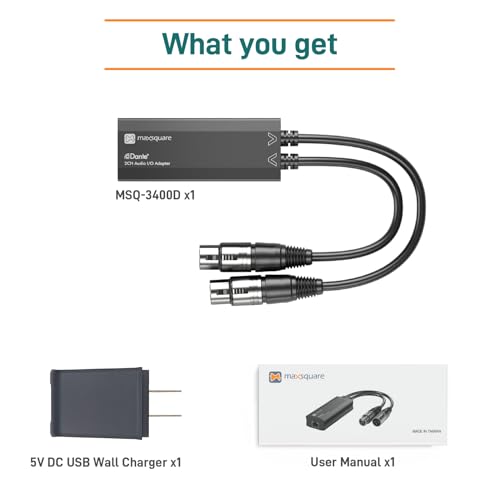 Dante Audio 2CH Digital Audio I/O Adapter, 2x2 Channels, TAA Compliant (MSQ-3400D)