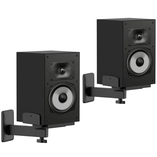 Speaker Wall Mount for Polk XT15/XT20/ES15/ES20/T15/R100/R200, Tilt & Swivel Wall Speaker Mount with Dual Side Clamp, Surround Sound Speaker Mounts for Polk Bookshelf Speaker Mount, Up to 55 lbs, Pair