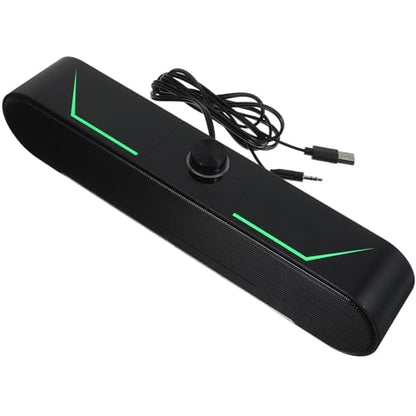 OSALADI Sound Bar Speaker Led Lighting Wired and Slim Design Compatible Desktop Tablets and Smartphones for Music Movies and Gaming