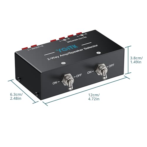 2-Zone Speaker Selector Switch Box 2-Way Amp Selector, 1/2 Speaker Switch
