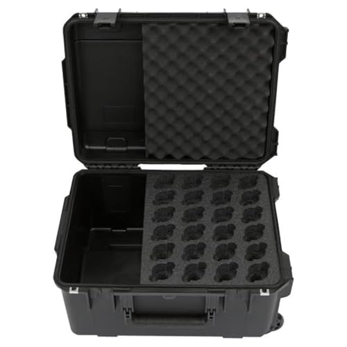 SKB Injection Molded Case w/Foam for (24) Mics w/storage compartment and wheels - size: 24 Mic