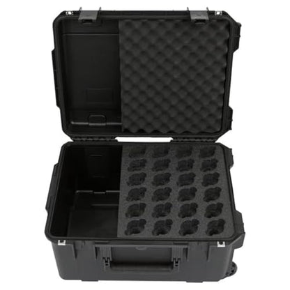 SKB Injection Molded Case w/Foam for (24) Mics w/storage compartment and wheels - size: 24 Mic
