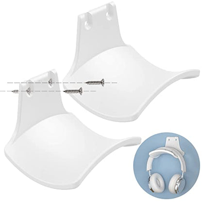 2-Pack Never Fall Headphone Hook Wall Mount Headset Holder White - color: White L(2 Pack)