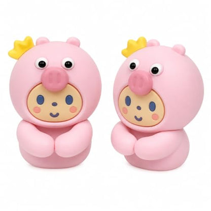 Adorable Pink Piggy with Crown Cable Organizer (2-Pack), Cute Cartoon Cable Clips, Self-Adhesive Wire Holder for Desk, Nightstand, Home & Office Cable Management - color: pink-1