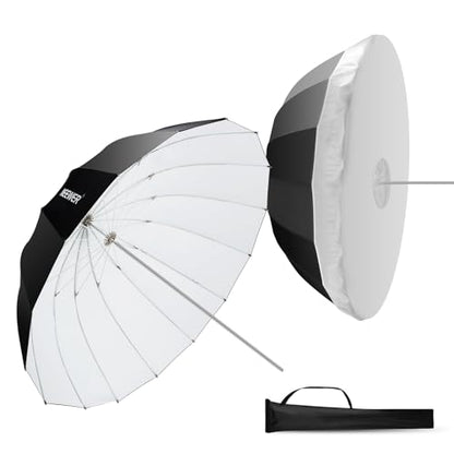 NEEWER 65"/165cm Parabolic Reflective Umbrella Photography with White Inner, Soft Lighting with Diffuser Cover, Bag, Quick Fold for Camera Photo Studio Video Light Shooting Monolight Flash, NS3U - color: White, size: 65"