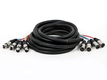 Monoprice 4-Channel XLR Male to XLR Female Snake Cable Cord - 3 Feet- Black/Silver with Metal Connector Housings Plastic and Rubber Cable Boots - size: 3 Feet