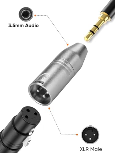 3.5mm to XLR Male Stereo,3 Pin XLR to 1/8'' inch TRS Microphone Extender | 2PCS 3.5mm TRS Mini-Jack to XLR Audio Jack Converter for Camcorder,Mixer,Speaker,Microphone,Amplifier - size: XLR Male