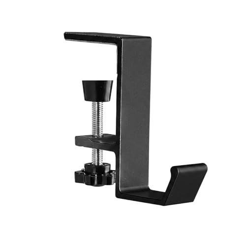 Black Desk Mount Purse Hook | Portabl Adjustable Clamp-On Backpack Hanger Table Bag Holder ,for Handbags Headphones(Single Hook) - color: Black Single Hook